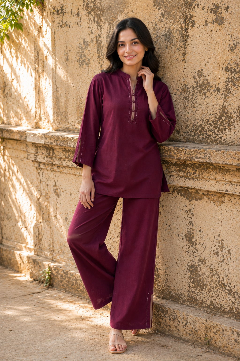 Mulberry Wine Minimalist Co-Ord Set