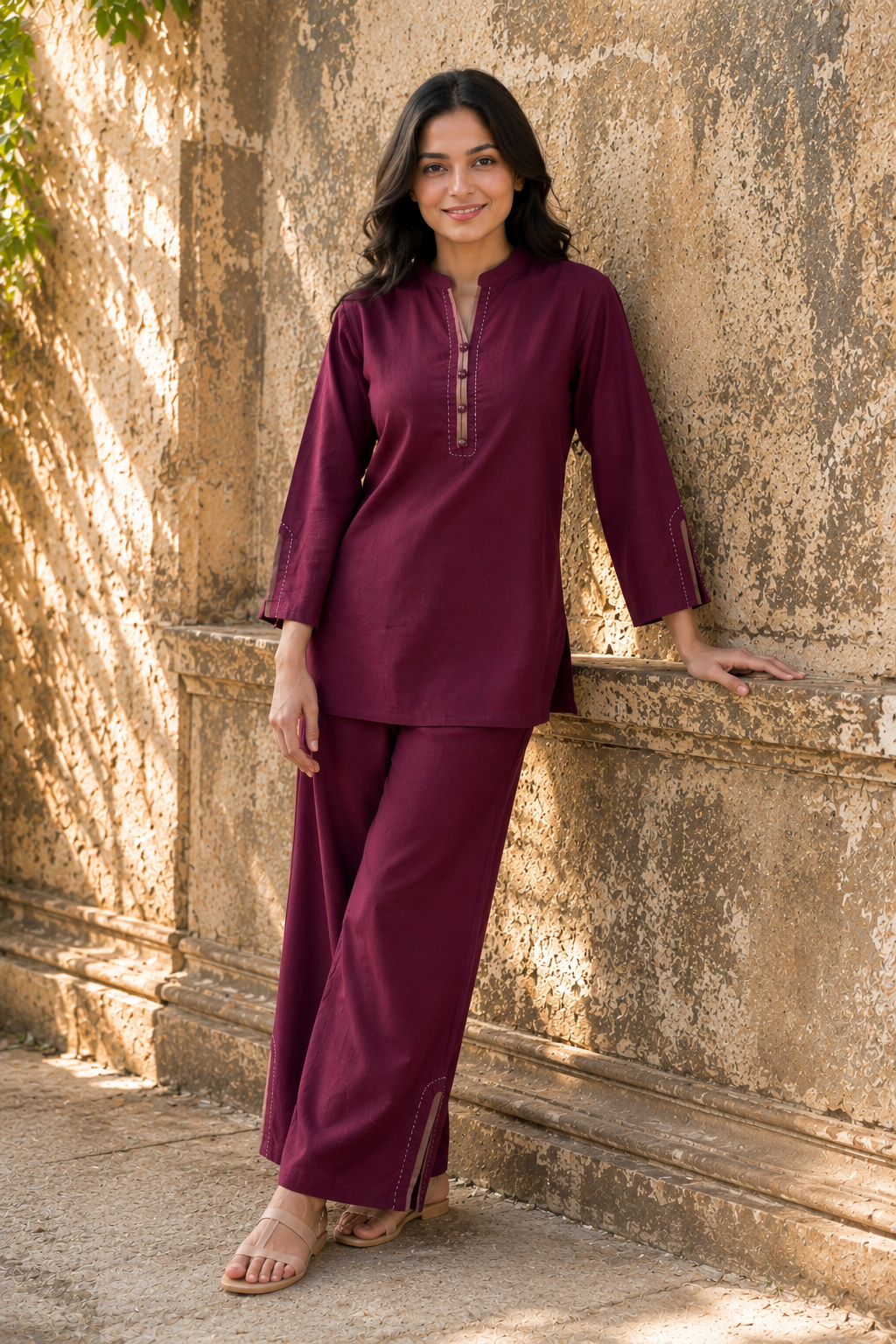 Mulberry Wine Minimalist Co-Ord Set