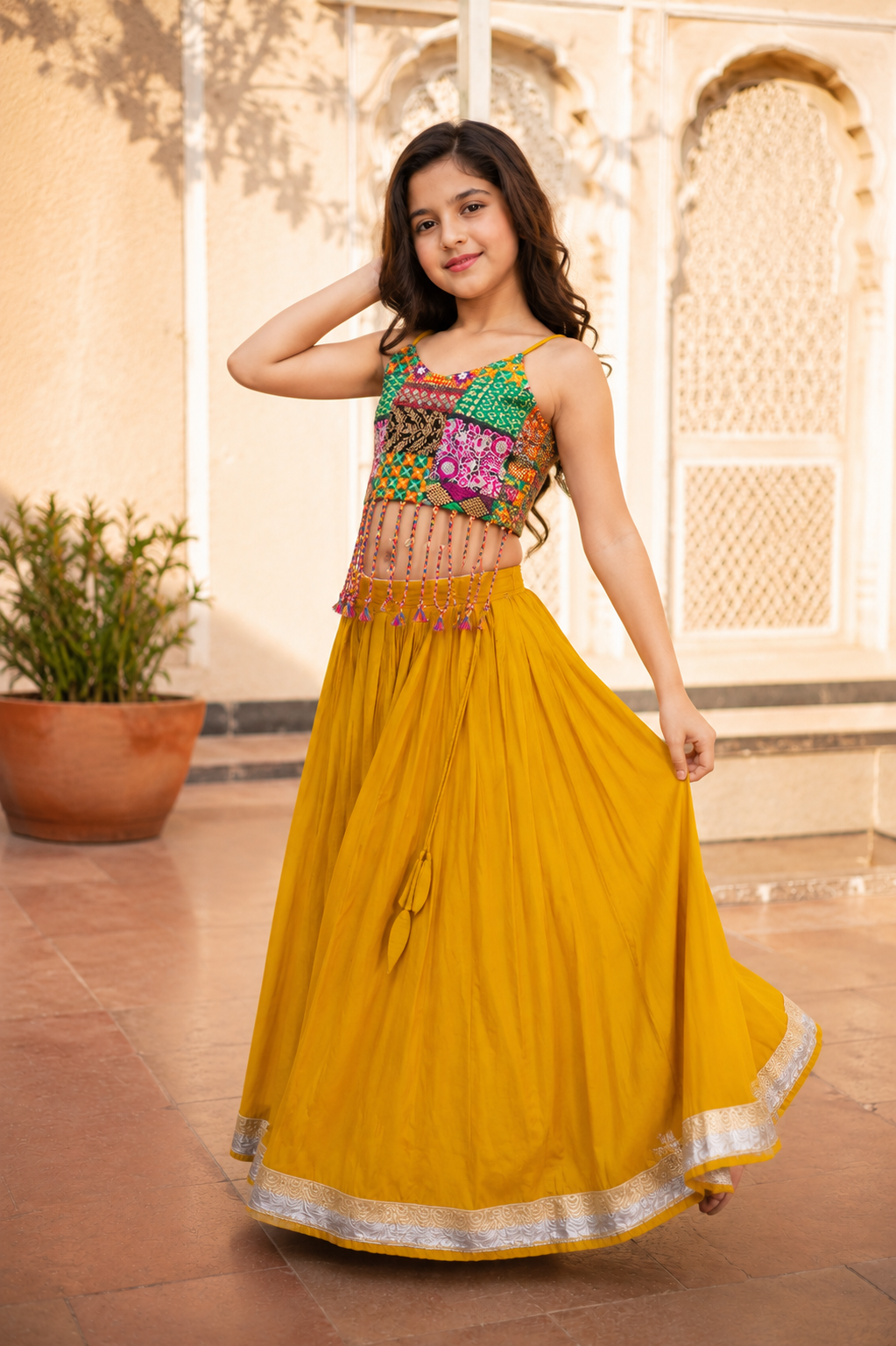 Mustard Patchwork Chaniya choli