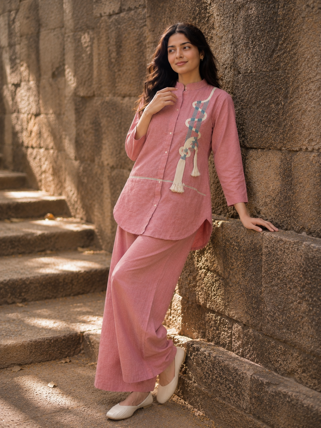 Blush Pink Embroidered Co-ord Set