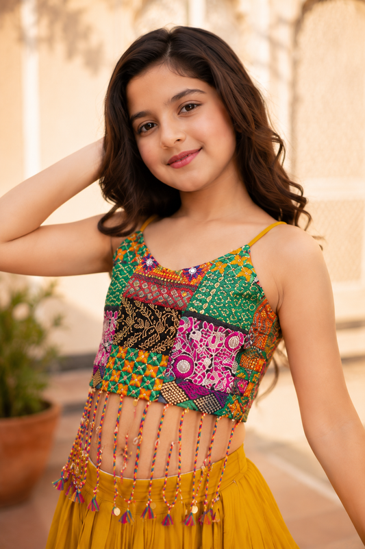 Mustard Patchwork Chaniya choli